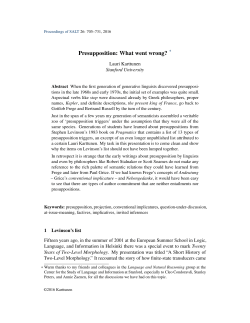 Presupposition: What went wrong?