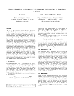 E cient Algorithms for Optimum Cycle Mean and