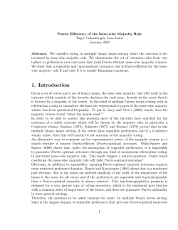 Pareto efficiency of the issue