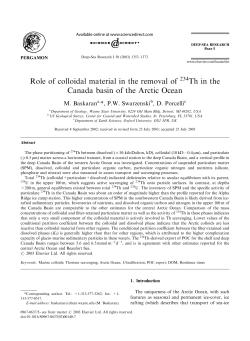 Role of colloidal material in the removal of Th in the Canada basin of