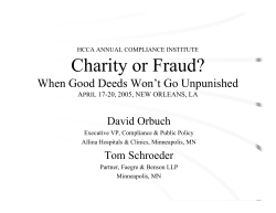 Charity or Fraud? - Health Care Compliance Association