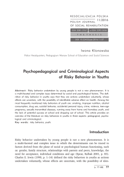 Psychopedagogical and Criminological Aspects of Risky Behavior in