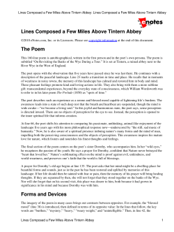 Lines Composed a Few Miles Above Tintern Abbey: Lines Composed a