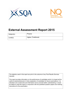 External Assessment Report 2015