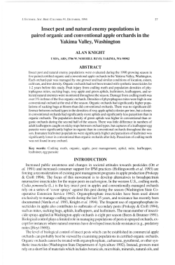 Insect pest and natural enemy populations in paired organic and