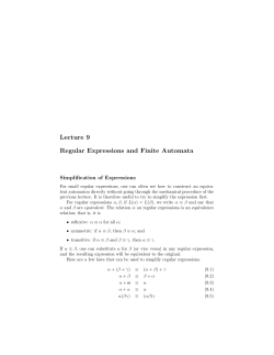 Lecture 9 Regular Expressions and Finite Automata