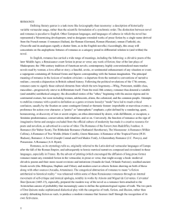 ROMANCE Defining literary genres is a task more like lexicography