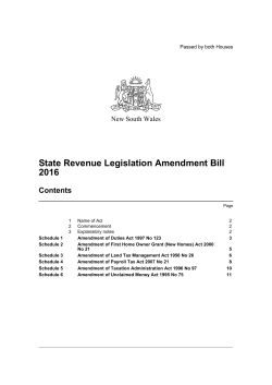 State Revenue Legislation Amendment Bill 2016
