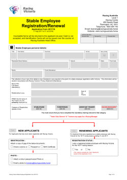 17/18 Racing Victoria Stable Employee Registration Renewal Form