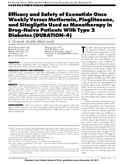 Efficacy and Safety of Exenatide Once Weekly