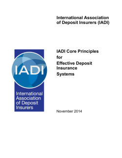 The Revised Core Principles for Effective Deposit Insurance Systems