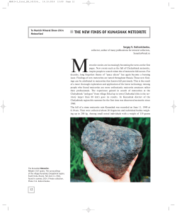 THE NEW FINDS OF KUNASHAK METEORITE