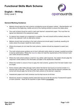 Functional Skills Mark Scheme