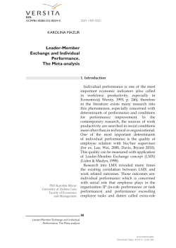 Leader-Member Exchange and Individual Performance