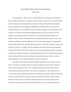 Unity in Plurality: Bahasa Indonesia`s many incarnations Andrew