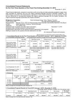 Consolidated Financial Statements for the First Three Quarters of the