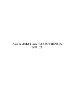 ACTA ASIATICA VARSOVIENSIA NO. 27