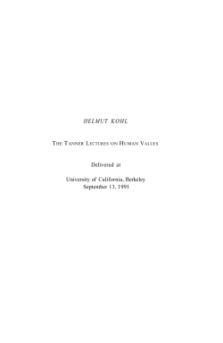 Kohl, Helmut - The Tanner Lectures on Human Values