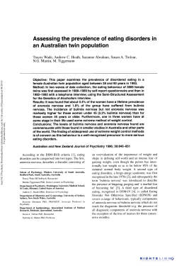 Assessing the prevalence of eating disorders in an Australian twin