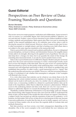 Perspectives on Peer Review of Data: Framing Standards and