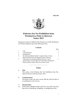 Fisheries (Set Net Prohibition from Pariokariwa Point to Hawera