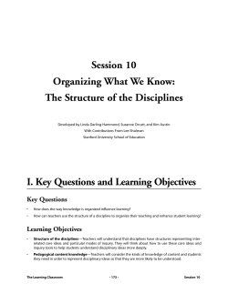 Session 10 Organizing What We Know