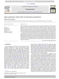 Open innovation State of the art and future perspectives