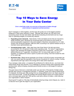 Top 10 Ways to Save Energy in the Data Center