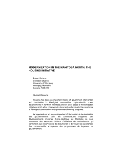 modernization in the manitoba north: the housing initiative