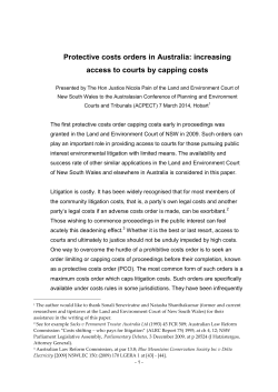 Protective costs orders in Australia: increasing access to courts by
