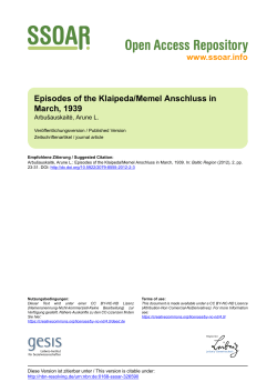 Episodes of the Klaipeda/Memel Anschluss in March, 1939