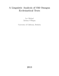 A Linguistic Analysis of Old Omagua Ecclesiastical Texts 2013