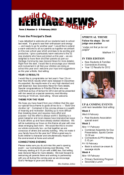 From the Principal`s Desk SPIRITUAL THEME IN THIS EDITION UP