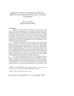 Stephen RC Hicks`s Explaining Postmodernism