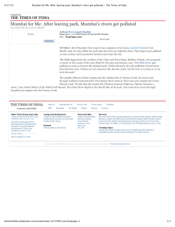 Mumbai for Me: After leaving park, Mumbai`s rivers get polluted