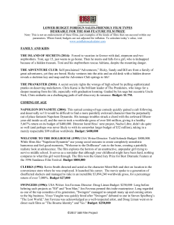 Lower Budget Foreign-Sales Friendly Film Types