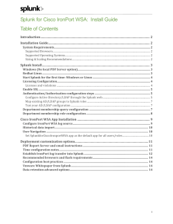 Splunk for Cisco IronPort WSA: Install Guide Table of Contents