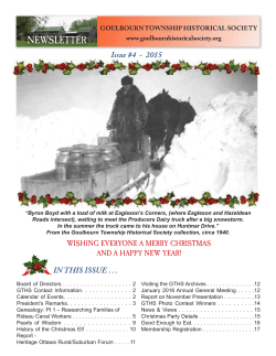 NEWSLETTER - Goulbourn Township Historical Society