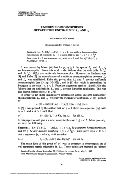 UNIFORM HOMEOMORPHISMS BETWEEN THE UNIT BALLS IN Lp