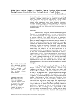 Dilka Plastic Products Company: A Teaching Case on Overhead