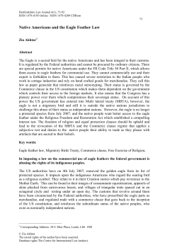 Eagle Feather and Indian law - University of Hertfordshire