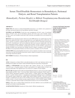 Serum Thiol/Disulfide Homeostasis in Hemodialysis, Peritoneal