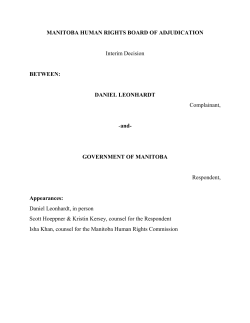 Interim Decision - Manitoba Human Rights Commission