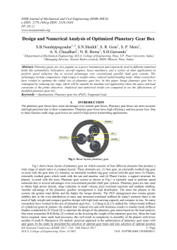 Design and Numerical Analysis of Optimized Planetary Gear Box