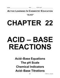 22. Acid-Base Reactions