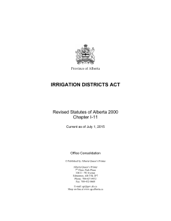irrigation districts act - Alberta Queen`s Printer