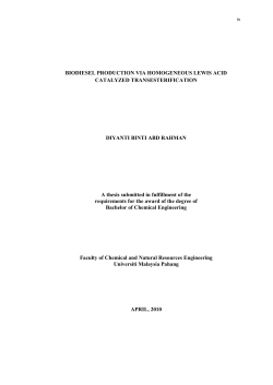 BIODIESEL PRODUCTION VIA HOMOGENEOUS LEWIS ACID