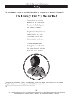 The following poem is about the poet`s inheritance. Read