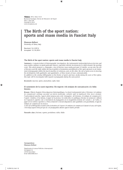 The Birth of the sport nation: sports and mass media in Fascist Italy