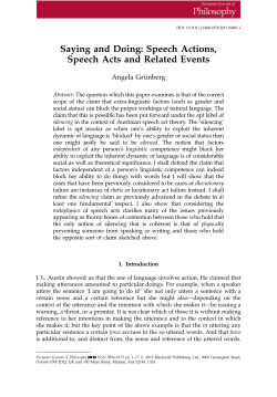 Saying and Doing: Speech Actions, Speech Acts and